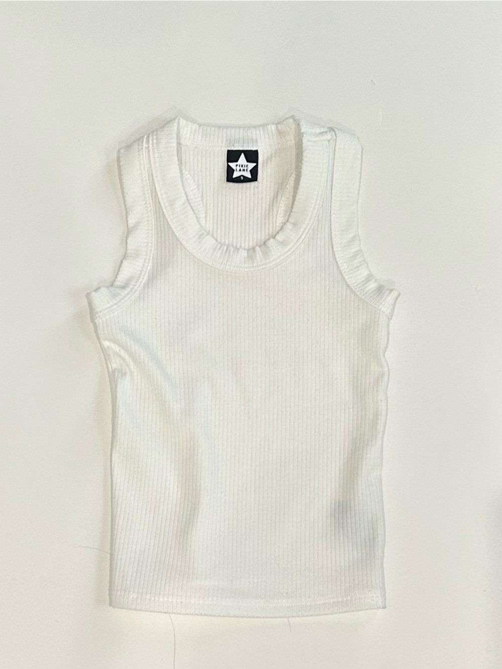 Pixielane Size 5 Kids White Ribbed Tank Top